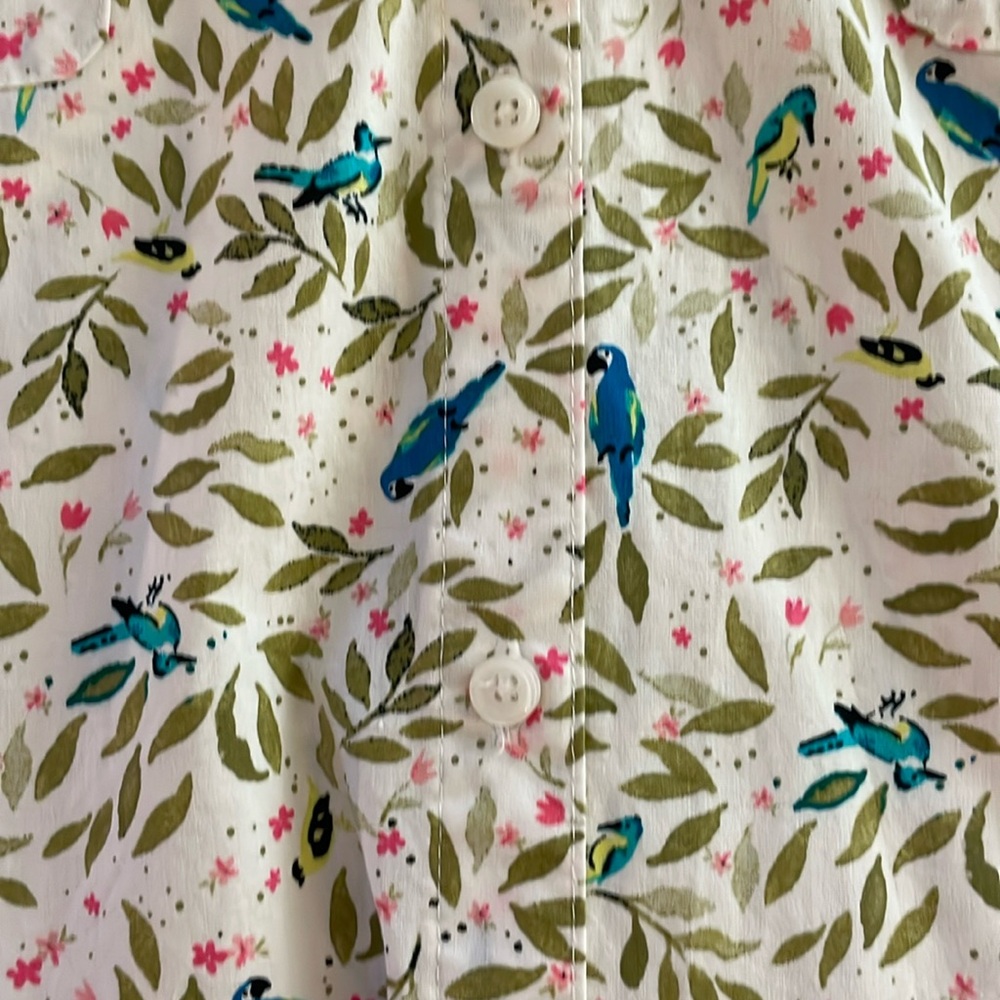 Croft & Barrow Multicolor White Button-Down Shirt with blue birds Size XXL - Picture 9 of 11